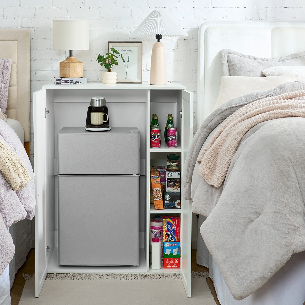 DormCo Yak About It® White Mini Fridge Cabinet Console - Bed Bath
