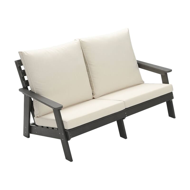 Wood Grain Outdoor Loveseat with Cushions