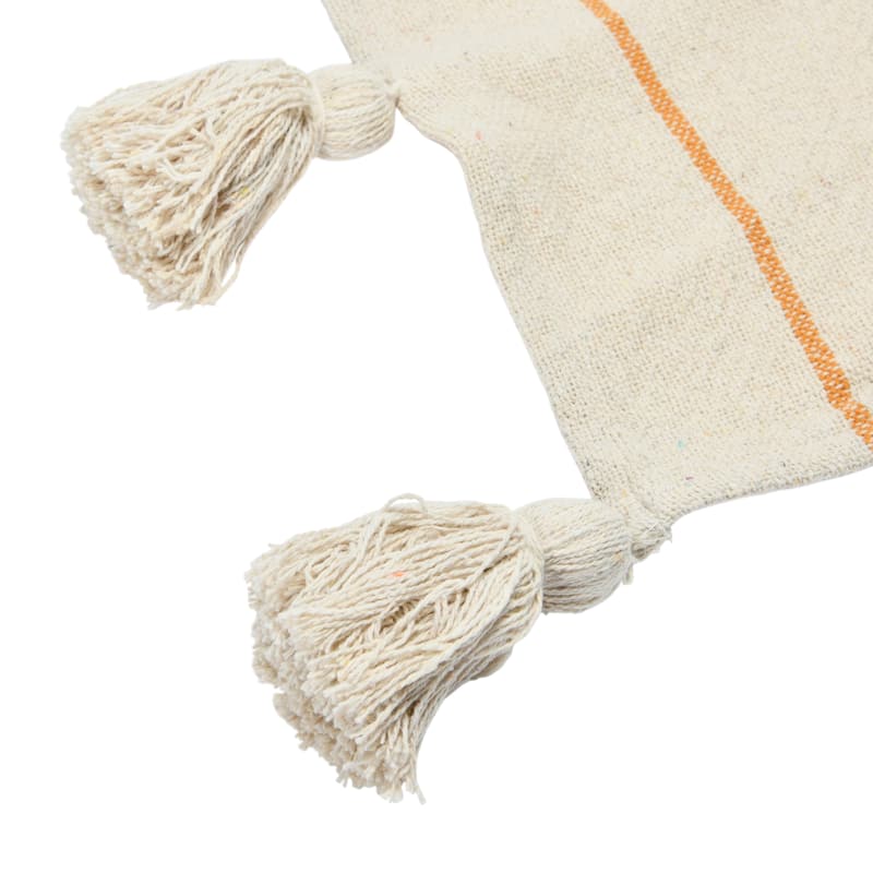 Striped Cotton Throw Blanket with Tassels
