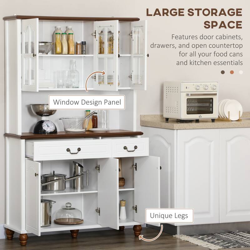 HOMCOM Kitchen Buffet with Hutch, Freestanding Pantry Cabinet