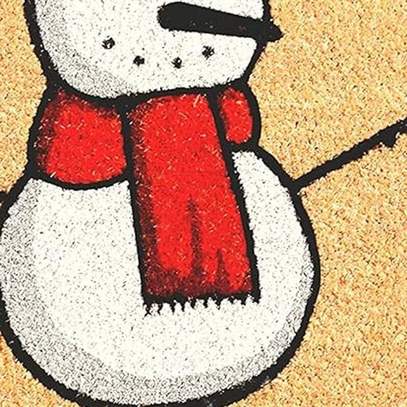 HomeRoots 17" X 29" Natural And White Coir Snowman Outdoor Christmas Door Mat - 17' X '29