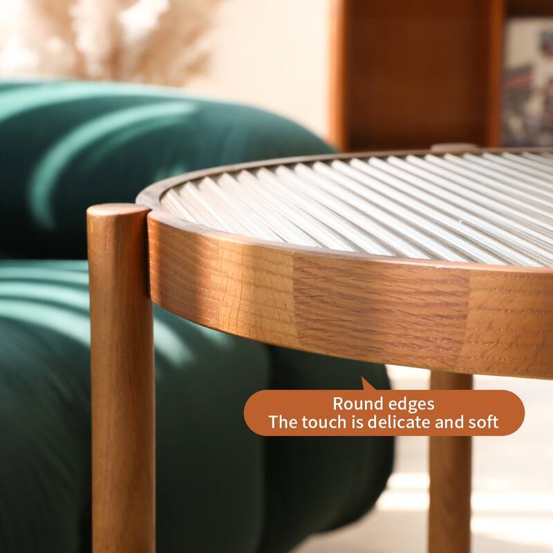 2-Piece Modern Farmhouse Living Room Coffee Table Set, Stylish and Elegant Nesting Round Wooden Table,Side End table set