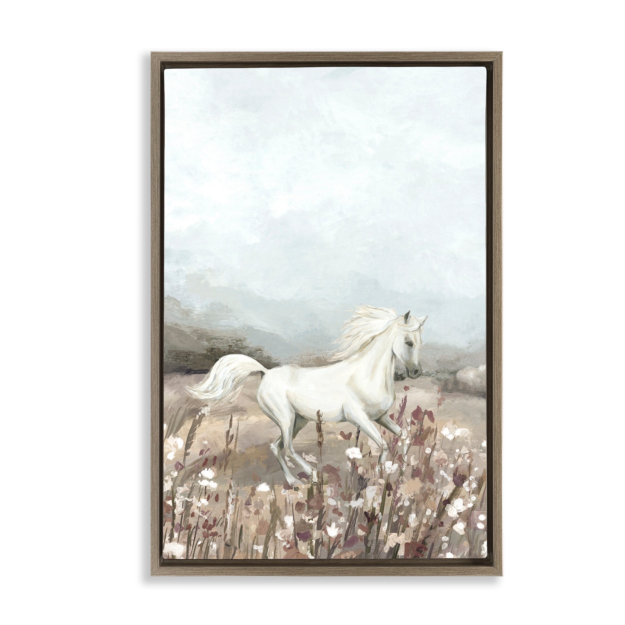 Stupell Wildflower Grace Horse Framed Floater Canvas Wall Art Design By Hannah Dawson