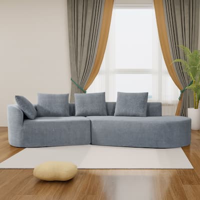 Modern 2-Seater Frame-Free Compressed Polyester Upholstered Sectional Sofa