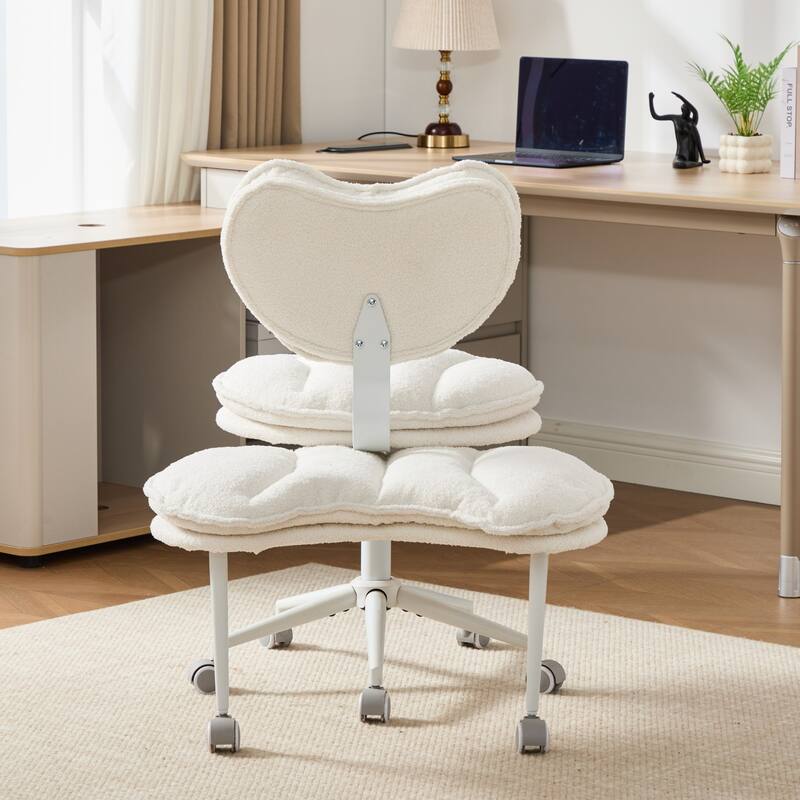 Teddy Fleece Double-Layer Padding Cross Legged Rolling Chair