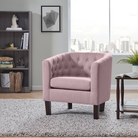 BELLEZE Upholstered Tufted Linen Club Chair Arm Chair, 11 Colors