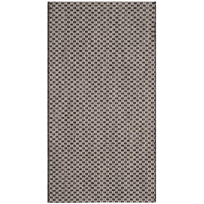 SAFAVIEH Courtyard Judi Indoor/ Outdoor Patio Backyard Rug - 2'3" x 5' - Black/Light Grey