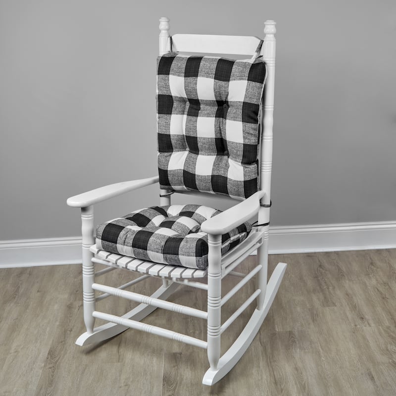Klear Vu Indoor/ Outdoor Rocking Chair Cushion Set - Black Buffalo Check - Single