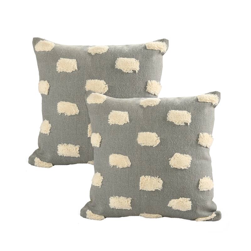 Sevita Zeal Light Pom-pom Cotton Throw Pillow, Set of 2 - Gray