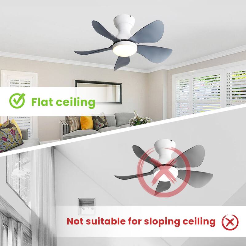 22"/23"/29" Flush Mount Ceiling Fan with Light and Remote Control for Small Room,Patio,Kitchen,Bedroom