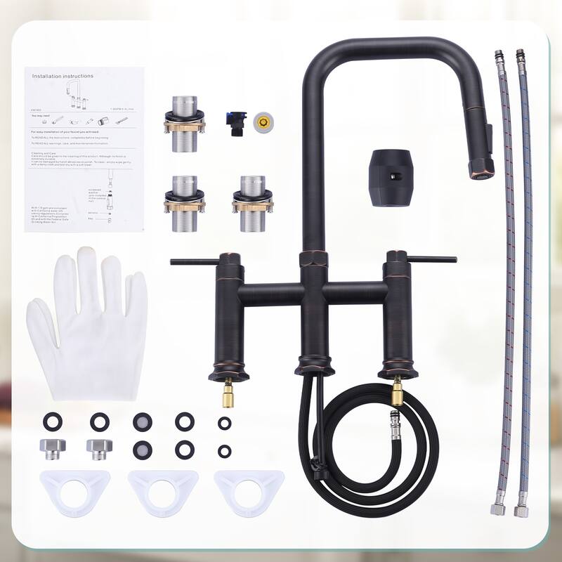 WOWOW Double Handle Pull Down Kitchen Faucet