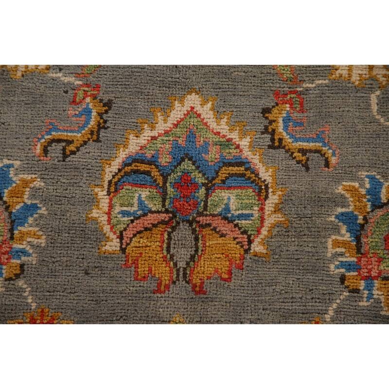 Gray Kazak Oriental Area Rug Hand-Knotted Wool Carpet - 4'1"x 6'4"