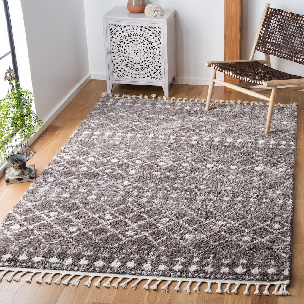 SAFAVIEH Berber Fringe Mirveta Liller Trellis Area Rug - 4' x 6'