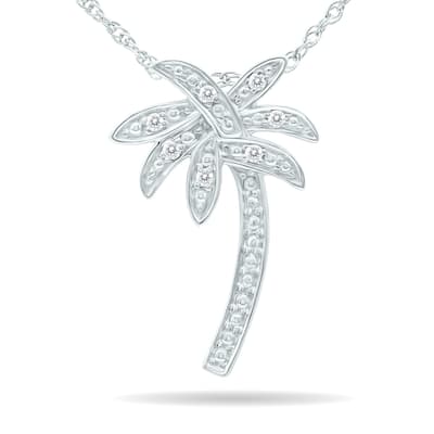 Diamond Palm Tree Pendant in .925 Sterling silver