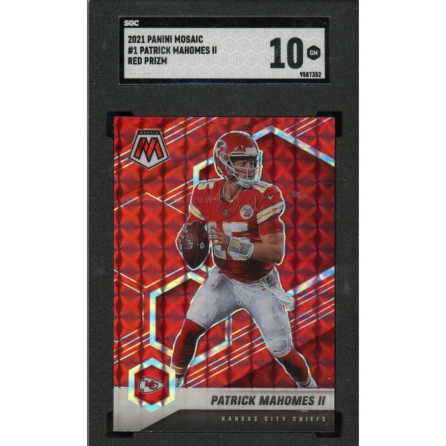 Patrick Mahomes 2021 Panini Mosaic Red Prizm Football Card #1 Graded SGC 10 - 8'6" x 11'6"