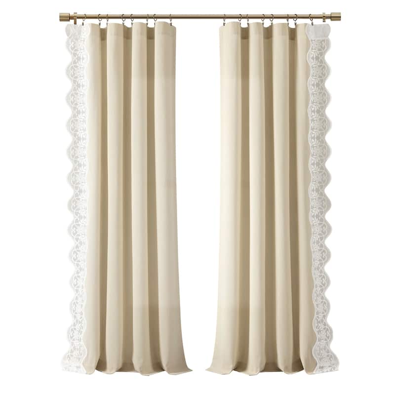 Lush Decor Scalloped Edge Lace Border Window Panel Single 52x84 - 84" x 52"