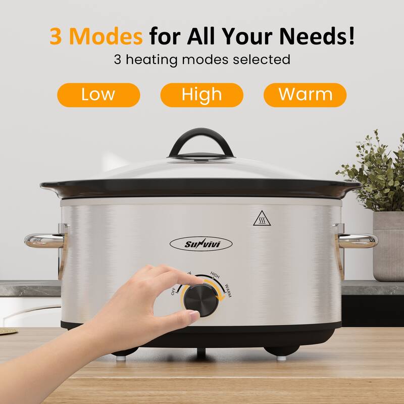 4qt Slow Cooker with 3 Heating Settings