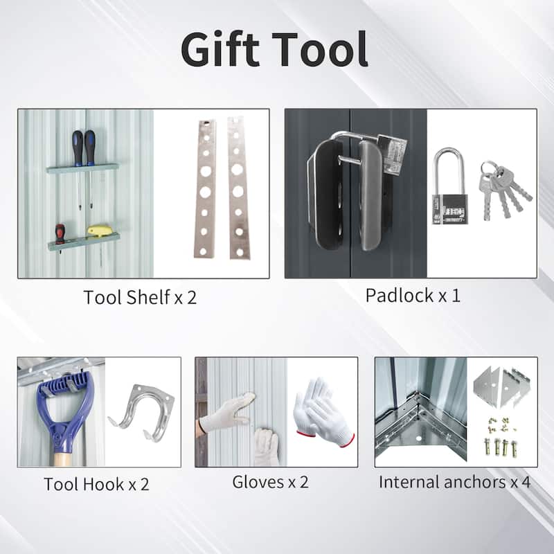 Galvanized Steel Garden Shed Tool Shed Storage Shed with Lockable Sliding Door Waterproof, Rust, Corrosion-resistance