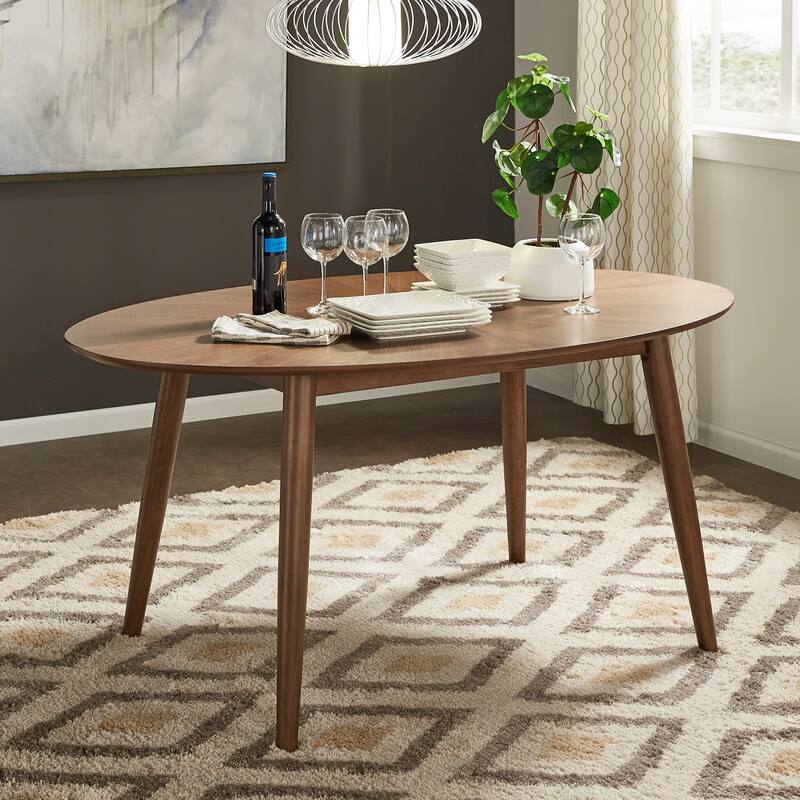 Rondo Mid-Century Walnut Oval Dining Table by iNSPIRE Q Modern
