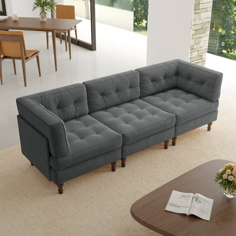 Oversized Modular Sectional Corduroy Fabric Tufted Sofa