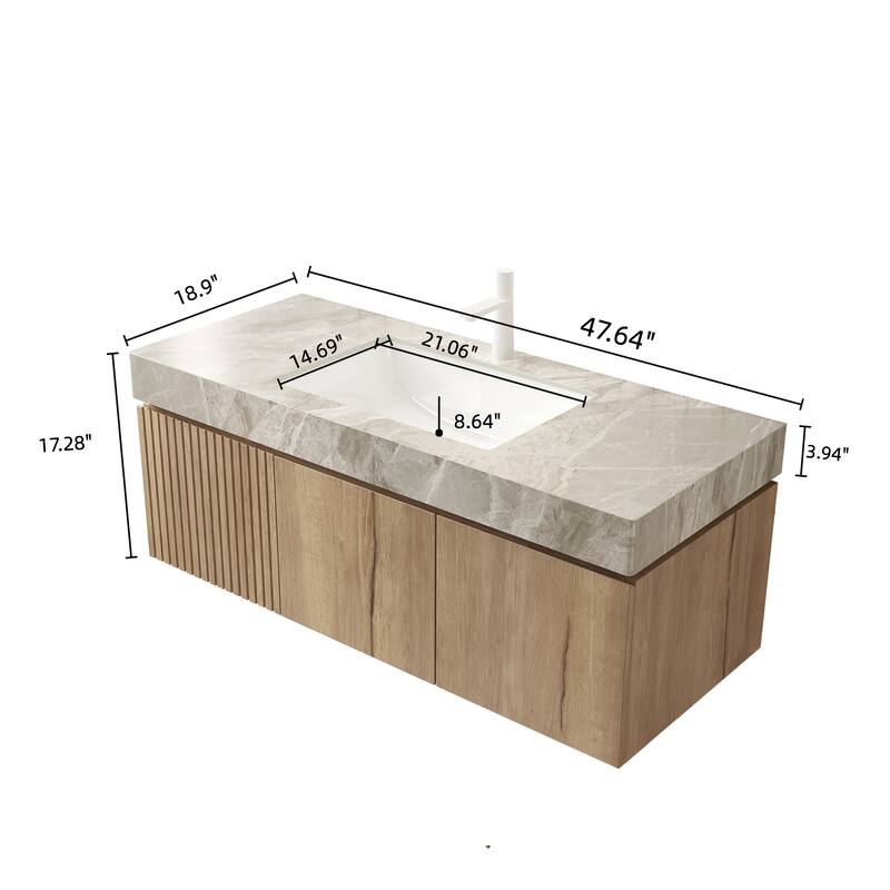48" Bathroom Vanity with Sintered Stone countertop and Sink
