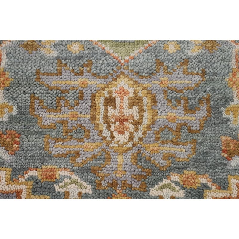 Geometric Grey Heriz Serapi Rug Hand-Knotted Traditional Wool Carpet - 8'1"x 9'11"