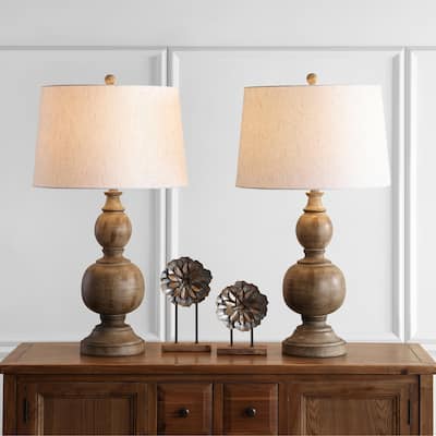SAFAVIEH Lighting Nyree 32-inch Brown Table Lamp (Set of 2) - 17"x17"x31.5" - 17Wx17Dx32H
