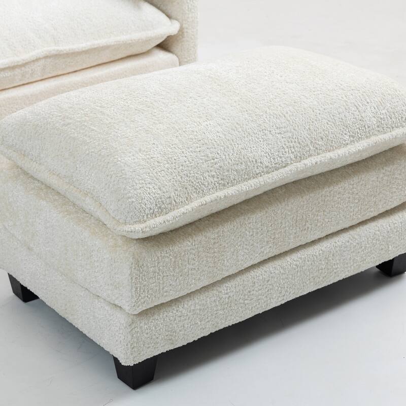 Oversized Boucle Sofa with Ottoman
