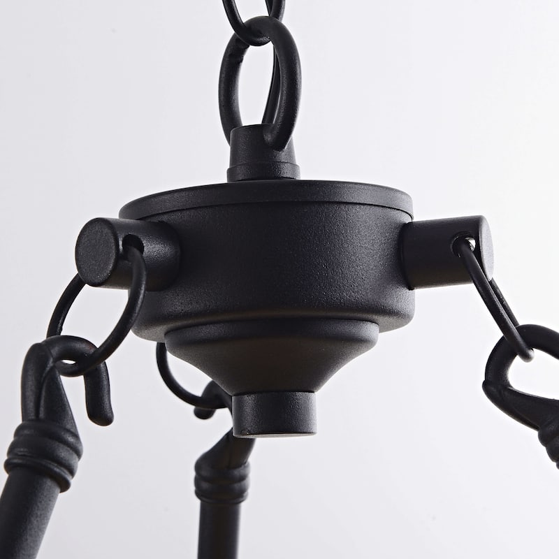 Abigail Wagon Wheel Black 6-light Metal Round Rustic Chandelier