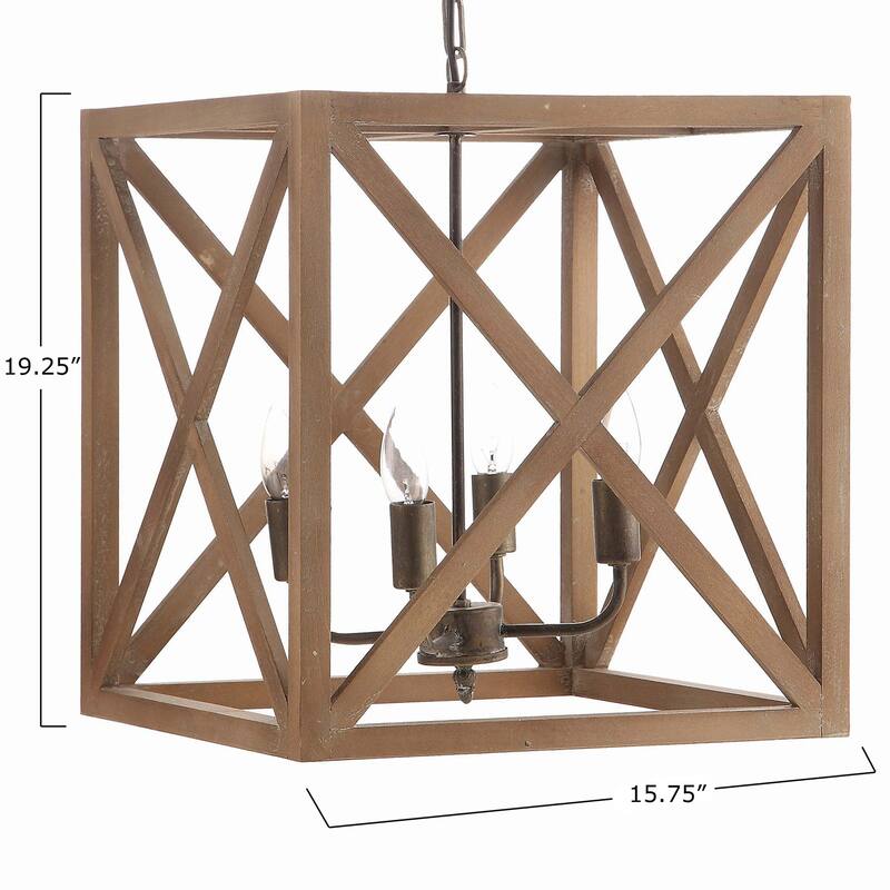 Rectangular Wood & Metal Pendant Light