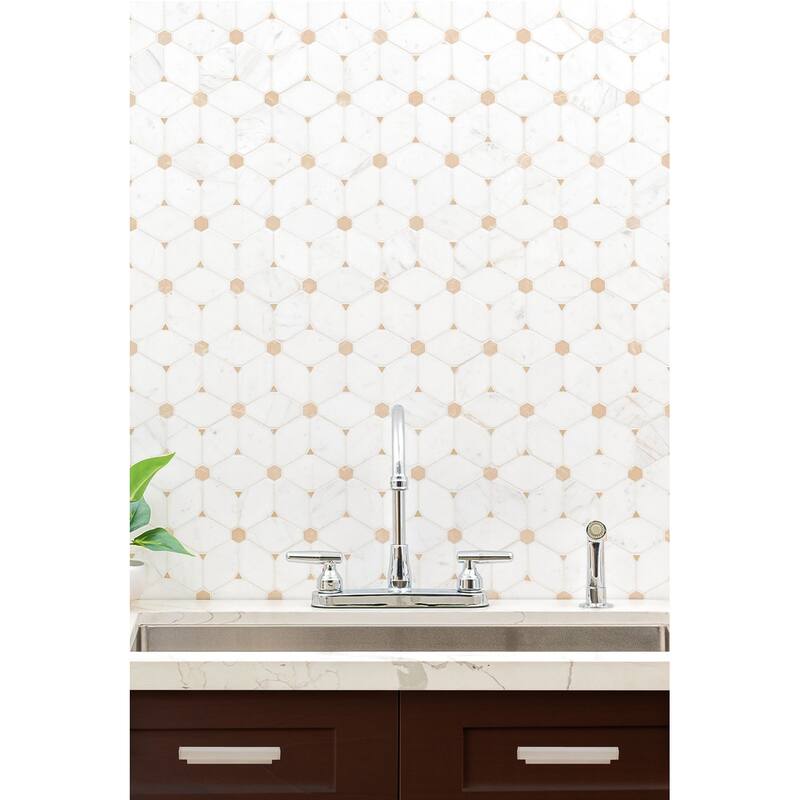Ackland AKM-S-13X11PTP-CA 11" x 13" Marble Geometric Wall Mosaic Tile - Lucera Ceville