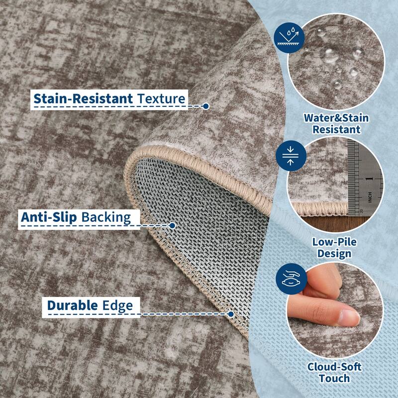 Washable Living Room Rugs Farmhouse Rug Modern Solid Carpet Soft Non Slip Area Rug