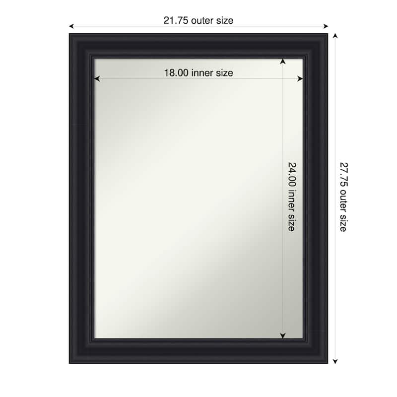 Dalat Non-Beveled Framed Bathroom Vanity Wall Mirror - Dalat Black - 22 x 28 in