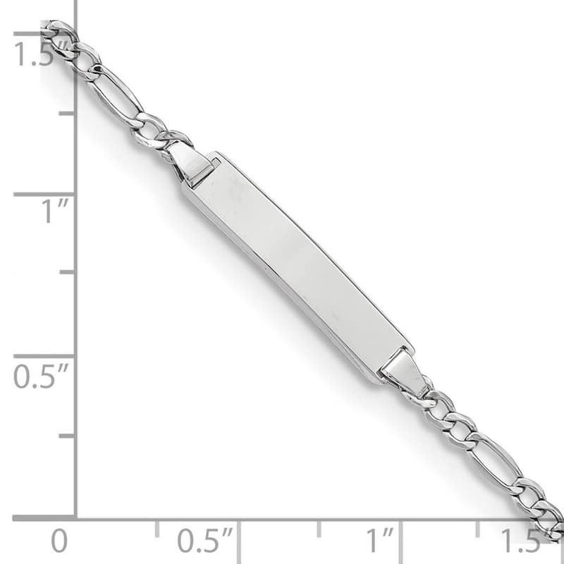Curata 14k White Gold 7" 4.5mm Engravable Semi solid Figaro ID Bracelet