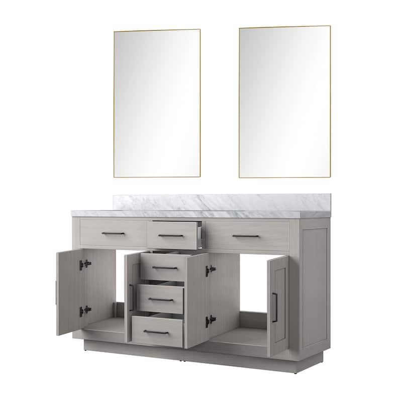 Abbey Bath Vanity with Carrara Marble Top, Sink and Mirror
