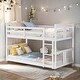preview thumbnail 14 of 24, Low Bunk Design Twin over Twin Bunk Bed with Ladder White