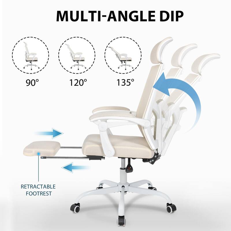 Ergonomic Mesh Office Chair with Adjustable Lumbar Support & Footrest