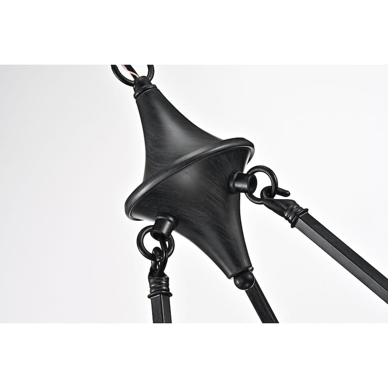 Antique Black 6-Light Modern Farmhouse Round Chandelier
