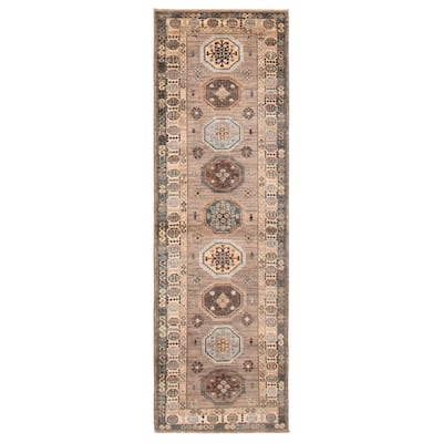 ECARPETGALLERY Hand-knotted Aryana Taupe Wool Rug - 2'8 x 8'4
