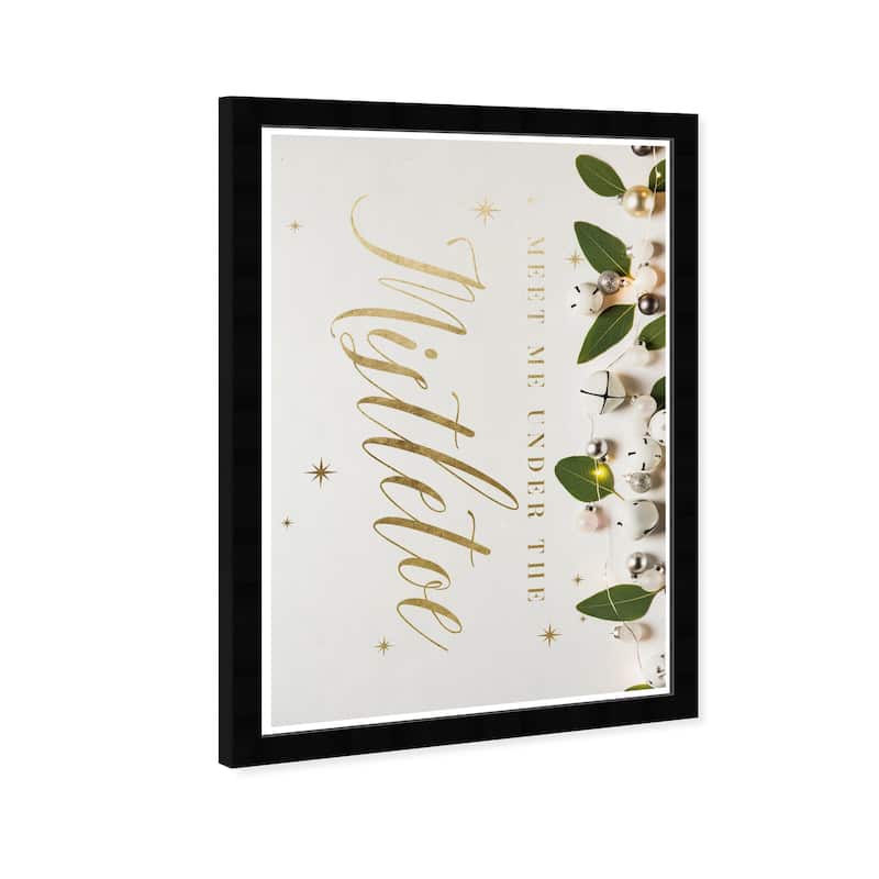 Wynwood Studio Prints Holiday and Seasonal Under the Mistletoe White and Metallic Gold Glam Wall Art Canvas Print