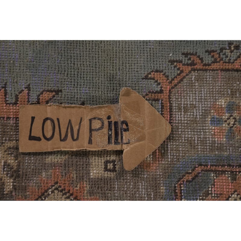 Over-Dyed Tabriz Persian Vintage Rug Hand-Knotted Blue Wool Carpet - 9'4"x 12'10"