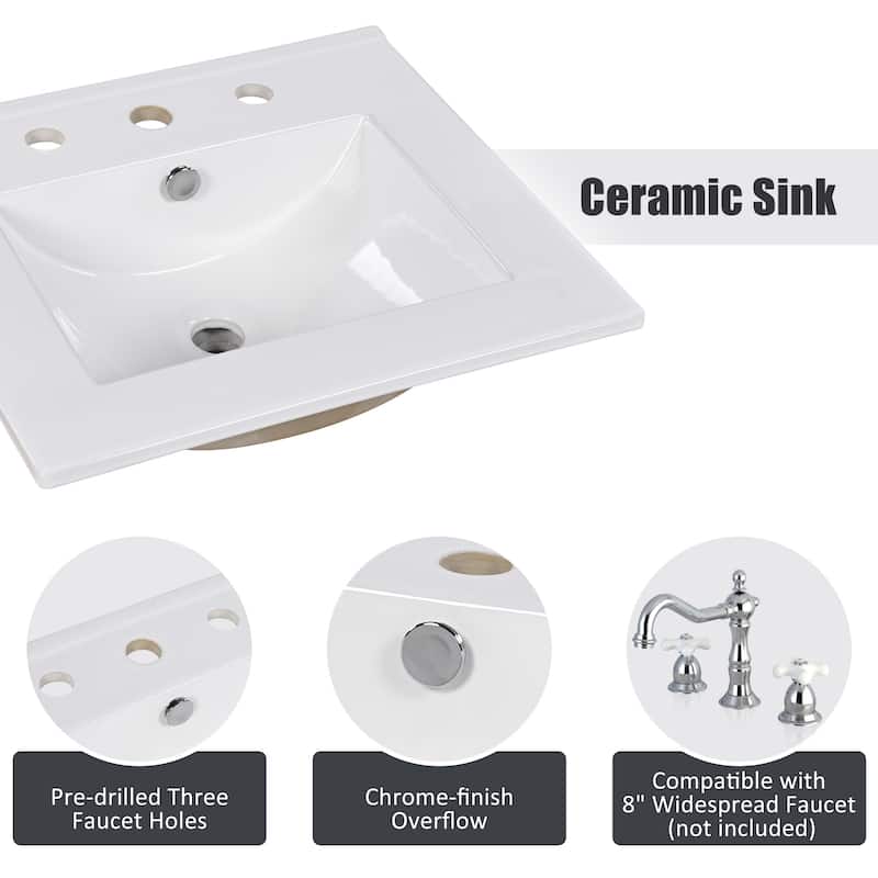 Christopher Knight Home Lysera 20" Bathroom Vanity with Ceramic Sink - 20.00" Lx 18.5" W x 34" H
