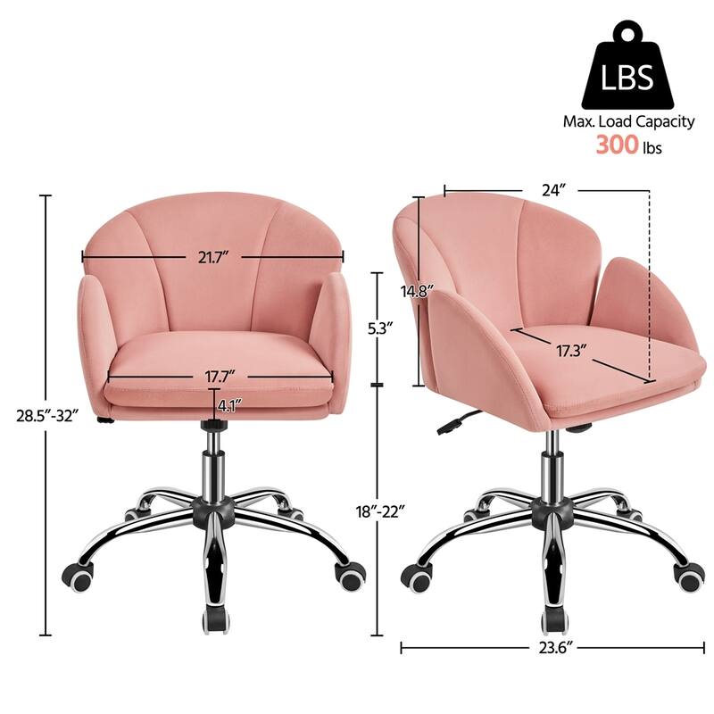 Yaheetech Modern Swivel Rolling Desk Chair Makeup Vanity Chair for Home Office
