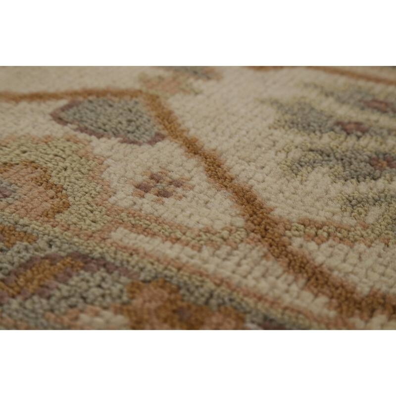 Light Green Oushak Indian Rug Hand-Knotted Wool Carpet - 7'9"x 9'8"