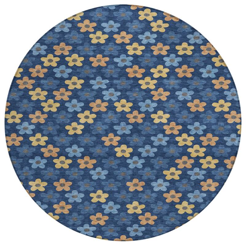 Machine Washable Indoor/ Outdoor Floral Kechi Chantille Rug
