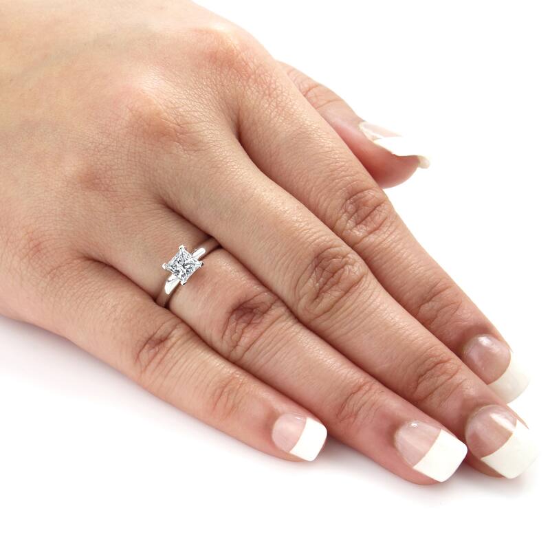 Auriya 14k Gold 1/2 carat TW Princess Cut Solitaire Diamond Engagement Ring (H-I, SI1-SI2)