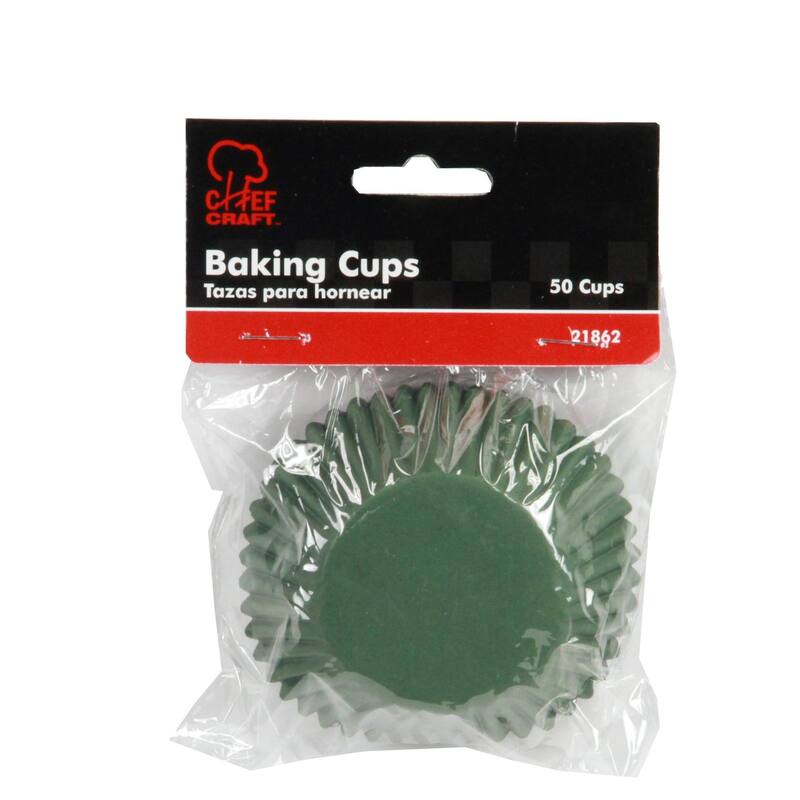 Chef Craft 50 Count Cupcake Liners Muffin Size Baking Cups, Dark Green
