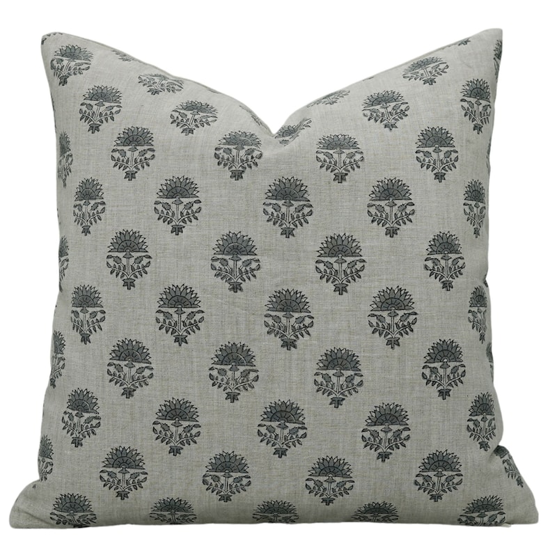 Linen Bohemian Block print pillow Cover Inderjeet - Pillow Covers - 14" x 36"