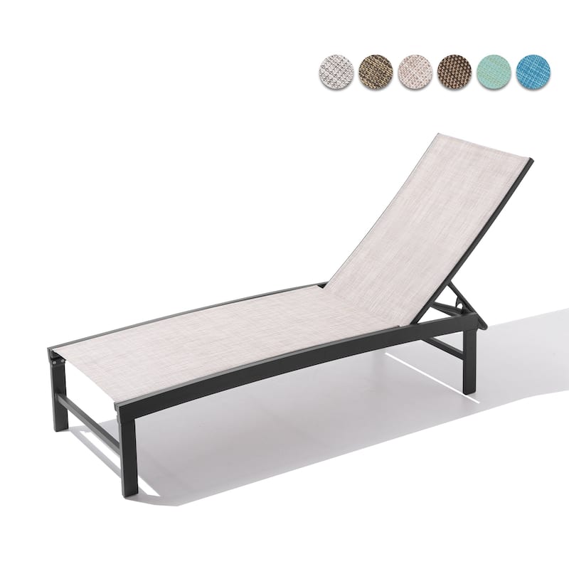 Pellebant Outdoor Aluminum Patio Chaise Lounge Chair Adjustable