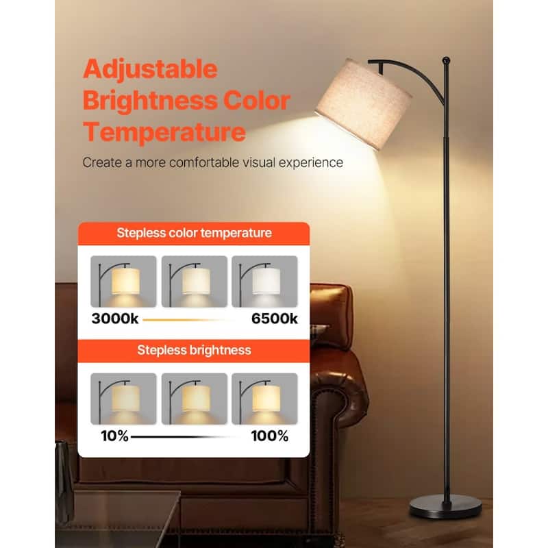 Adjustable LED Floor Lamp with Remote and Foot Switch Rotating Head for Living Room or Bedroom - 61.02"H
